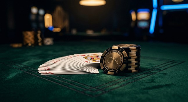 Interface de casino avec cartes et jetons